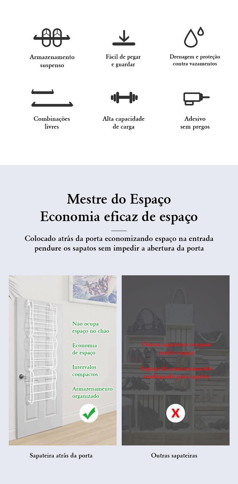 Miniatura Sapateira Vertical De Parede E Porta 36 Pares Cor Branco