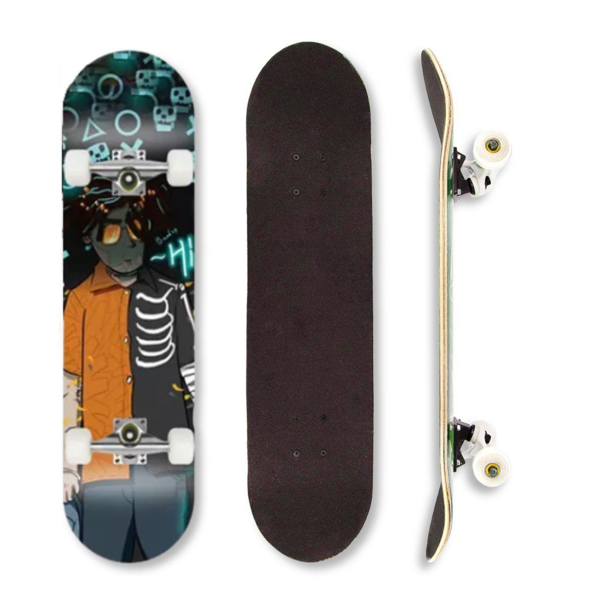 Miniatura Skate Montado Shape Maple Frankstein Com Lixa Trucks E Rodas