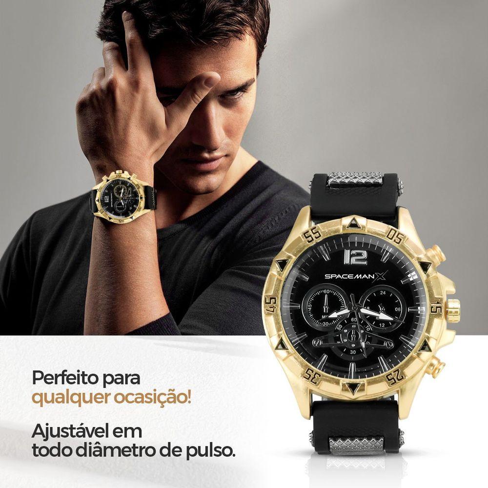 Miniatura Pulseira Relogio Masculino Banhado Aço Dourado Inoxidável