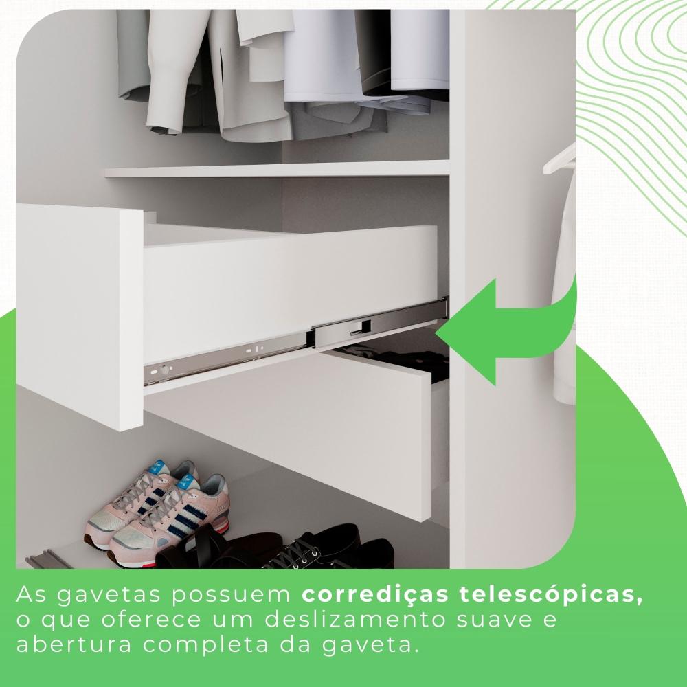 Guarda Roupa Solteiro 2 Portas 2 Gavetas Costa Rica Sallêto Móveis Branco