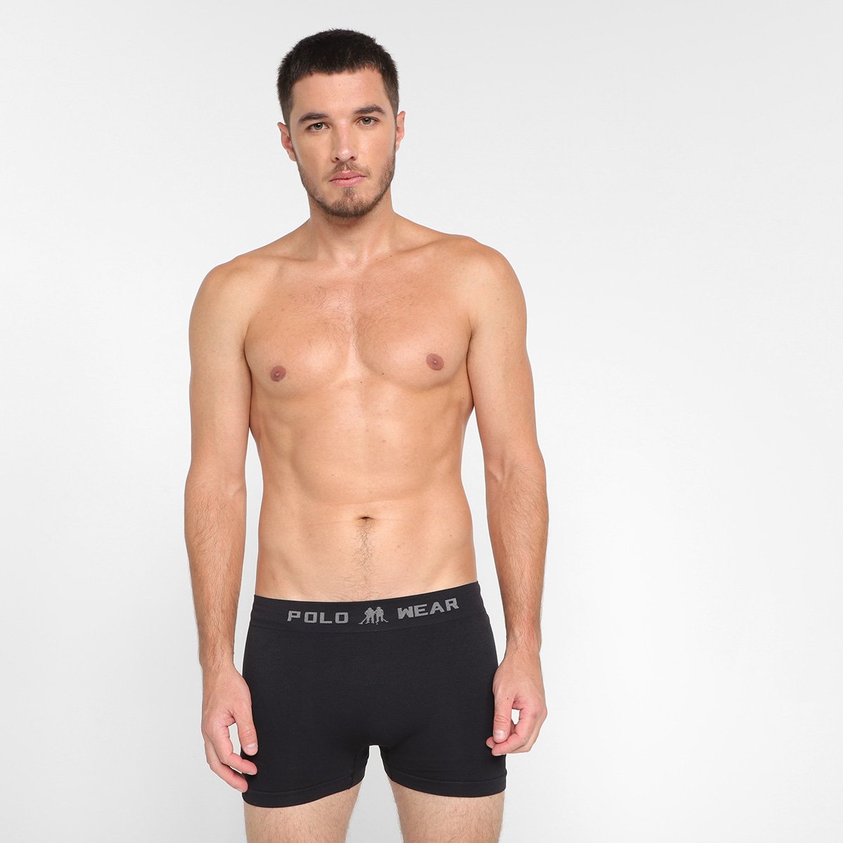 Miniatura Kit Cueca Boxer Polo Wear Poliamida 12 Peças Marinho+Preto - G