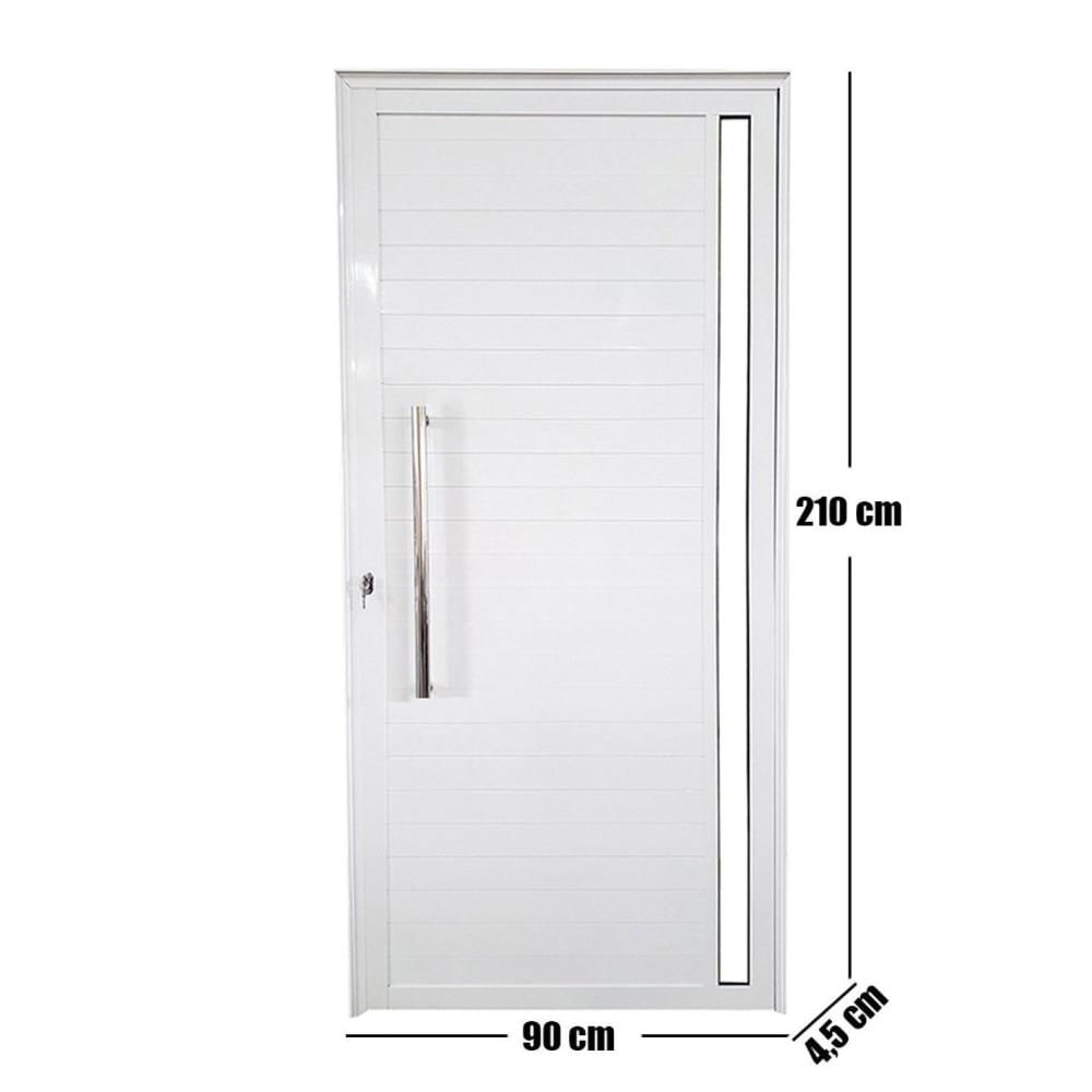 Miniatura Porta Lambril de Alumínio Esquerda 210 x 90cm com Visor Linha Veneza Esquadrias Bergamo Branco