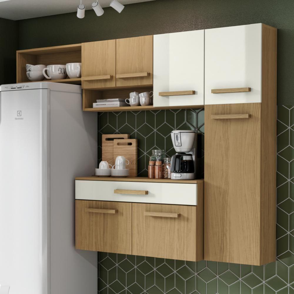 Miniatura Cozinha Suspensa C/Balcão Ruby 7 Portas 1 Gaveta Off White