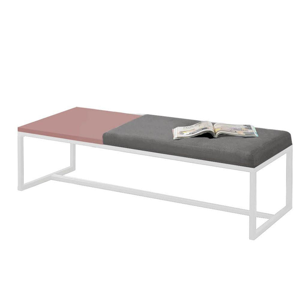 Miniatura Calçadeira Recamier Londres 140cm Branco Sintético Cinza Mdf Rose - Ahazzo Móveis