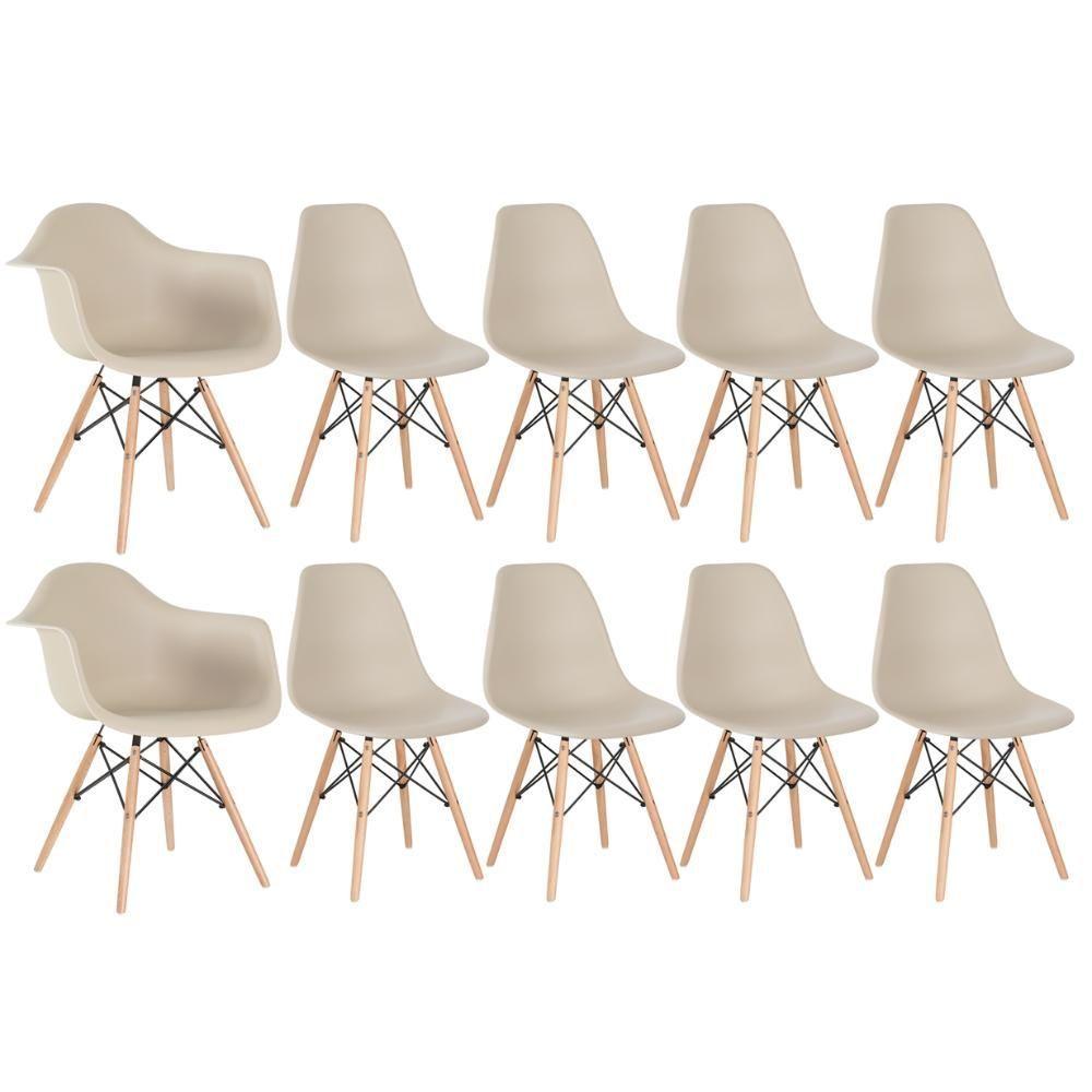 Miniatura Kit 2 Cadeiras Eames Daw Com Braços + 8 Cadeiras Eiffel Dsw Nude