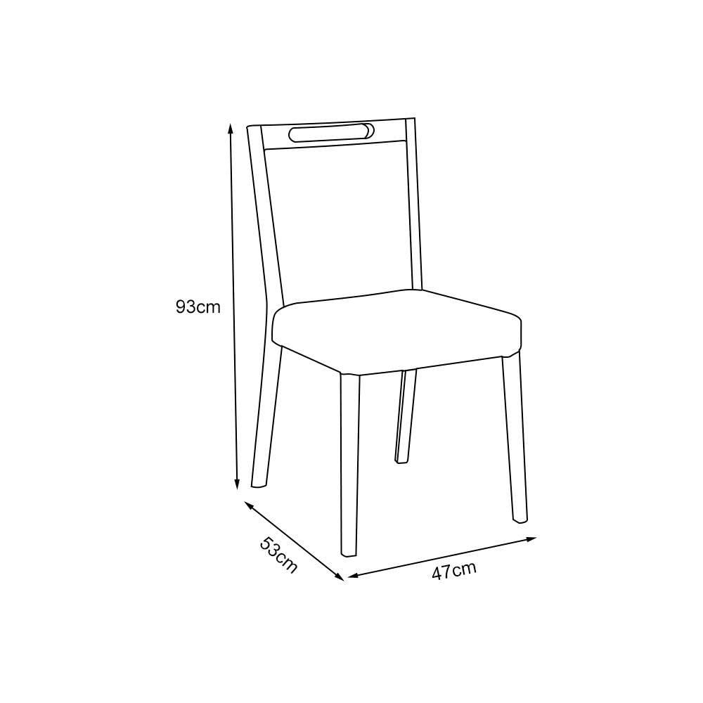 Miniatura Kit 2 Cadeiras Jantar Estofadas Linho Cinza Cristal Base Madeira Maciça Mel