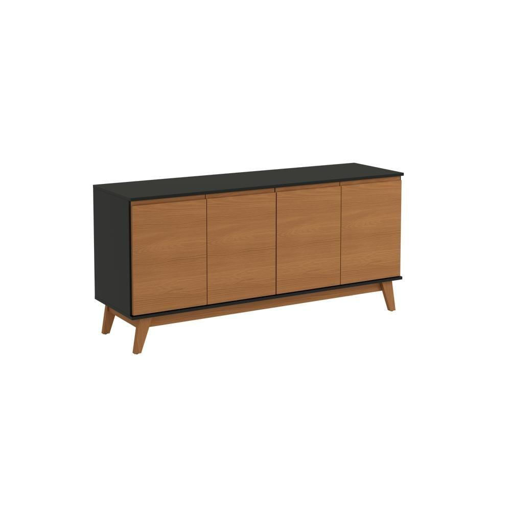 Aparador Kappesberg 4 Portas Preto Fosco/canela 156cm