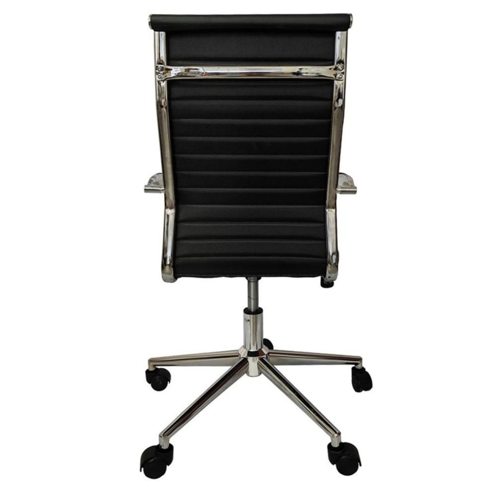 Miniatura Cadeira Giratória Alta Office Esteirinha Rivatti Em Pu Preta Base Rodízio Cromado
