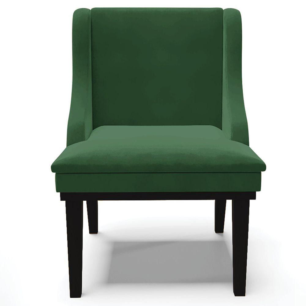 Miniatura Kit 2 Cadeiras Decorativas Sala De Jantar Base Fixa De Madeira Firenze Veludo Verde/preto G19 - Gran Belo