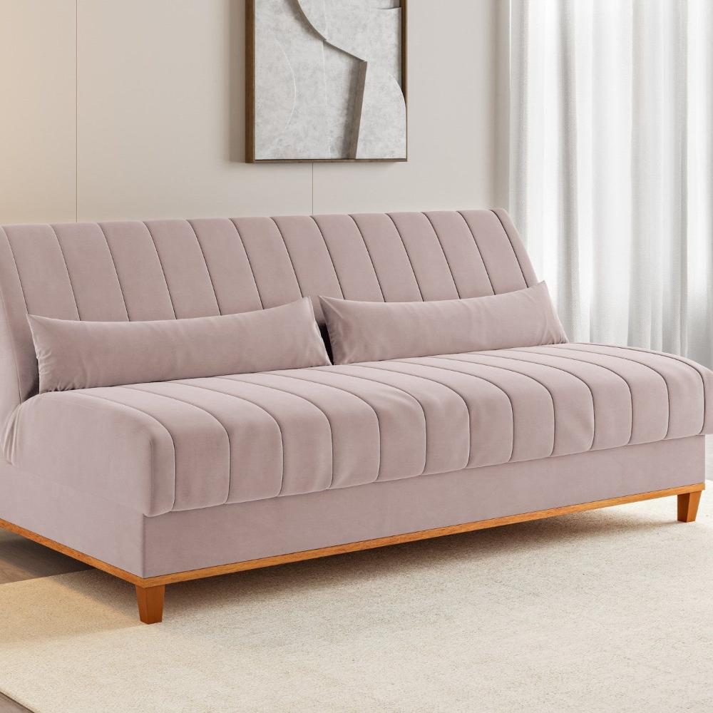 Miniatura Sofá Cama 180cm Reclinável 3 Lugares Rosa