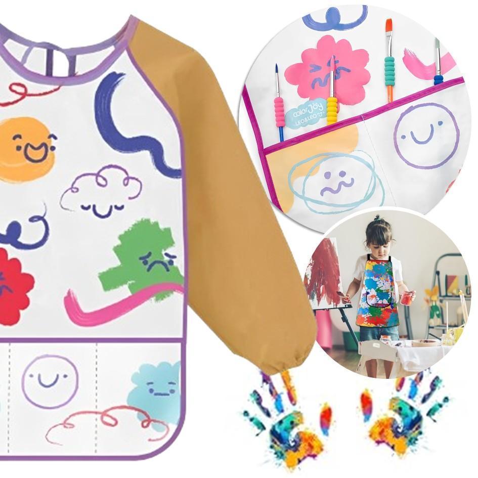 Miniatura Avental Infantil Manga Cumprida Com 3 Divisória Color Joy