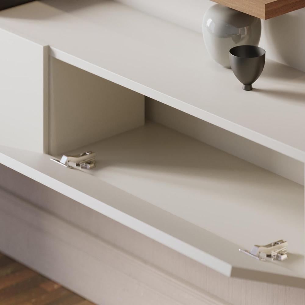 Painel Home Suspenso 2 Portas Tv's 65" Juriti - Freijó Off White Matte