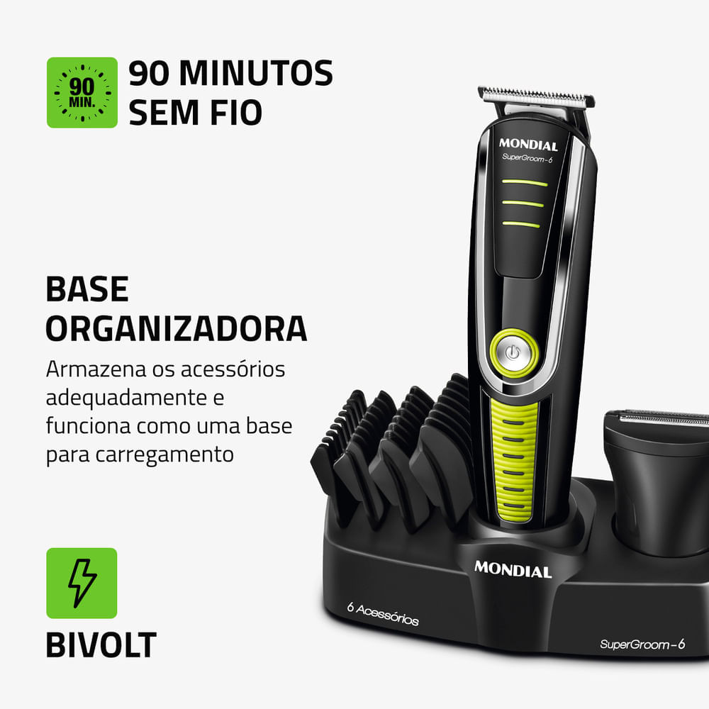 Aparador de Pelos Super Groom 06 Mondial BG-04 BODY GROOM-BIV-PRETO