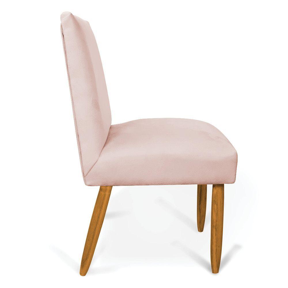 Miniatura Kit 2 Cadeiras De Jantar Carol Veludo Pés Palito Castanho - D'rossi Cor Rose