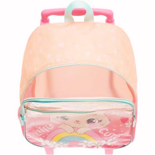 Miniatura Kit Mochila Mochilete Gata Cute Escolar Infantil Rodinhas G