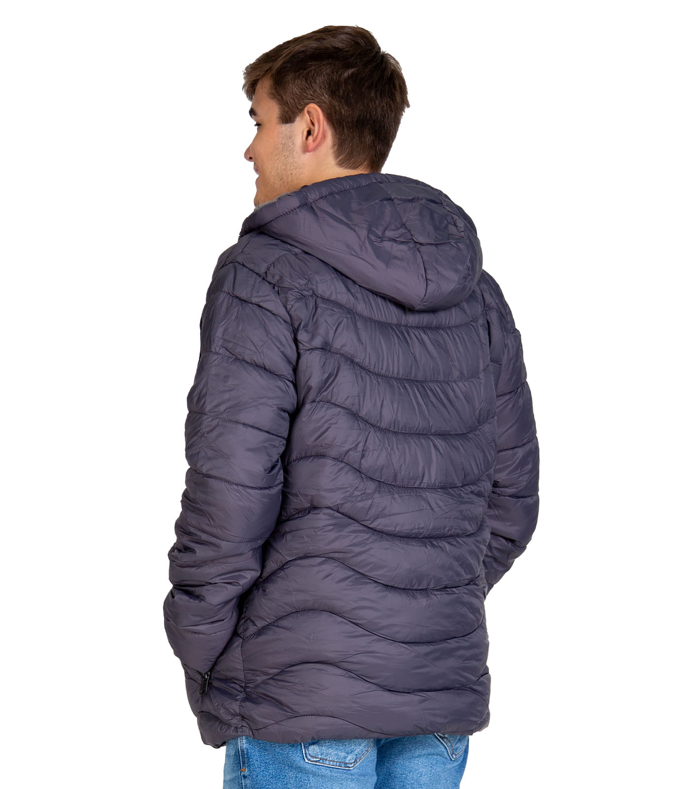 Miniatura Jaqueta Puffer Masculina Com Capuz Sea Surf Cinza G