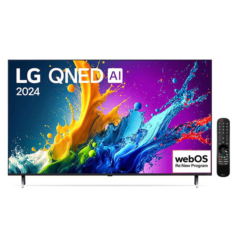 Smart TV LG 55 Polegadas 4K QNED AI ThinQ 55QNED80T Preto - Bivolt
