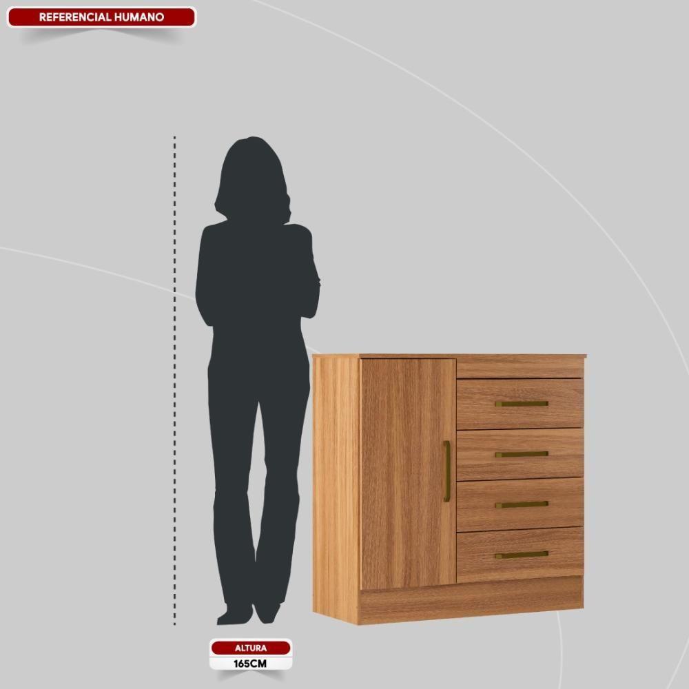 Miniatura Cômoda 4 Gavetas 1 Porta Com Rodizios Chile - Amêndola Touch Amêndola Touch